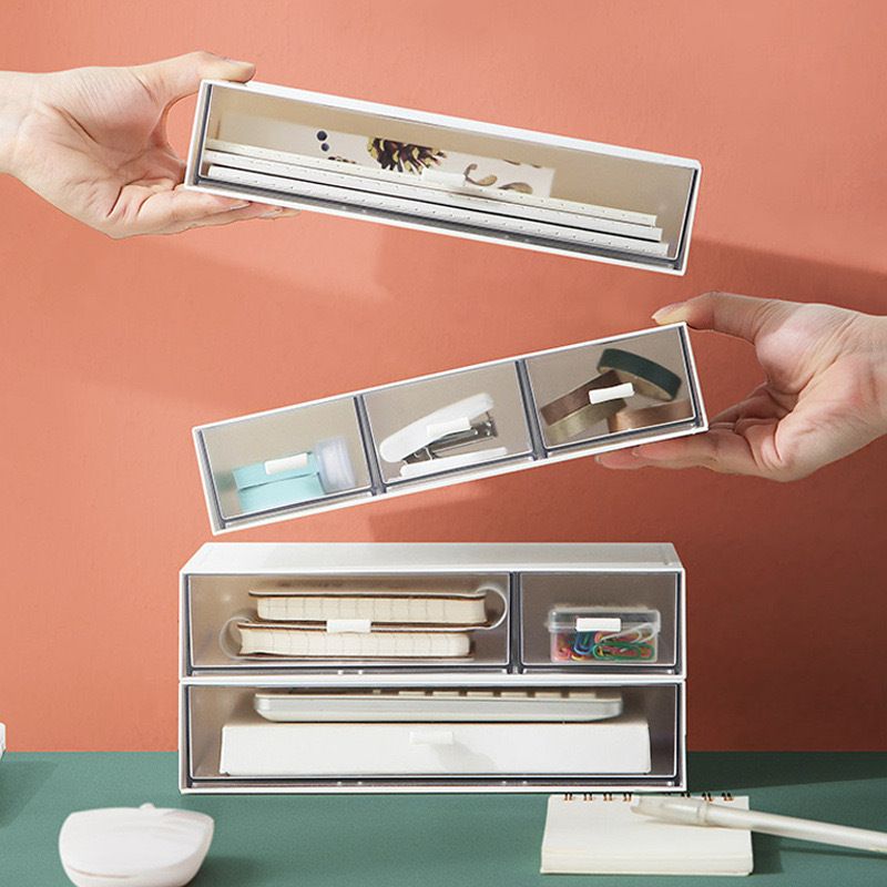 Office Desktop Document Drawer Storage Box Student Transparent Multi-Layer Desk Stationery Perler Beads Organizer Box