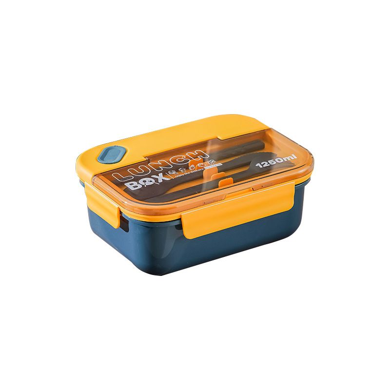 Creative Flip-Top Compartment Student Lunch Box Spoon, Fork and Chopsticks Tableware Set Office Worker Bento Box Microwave Safe