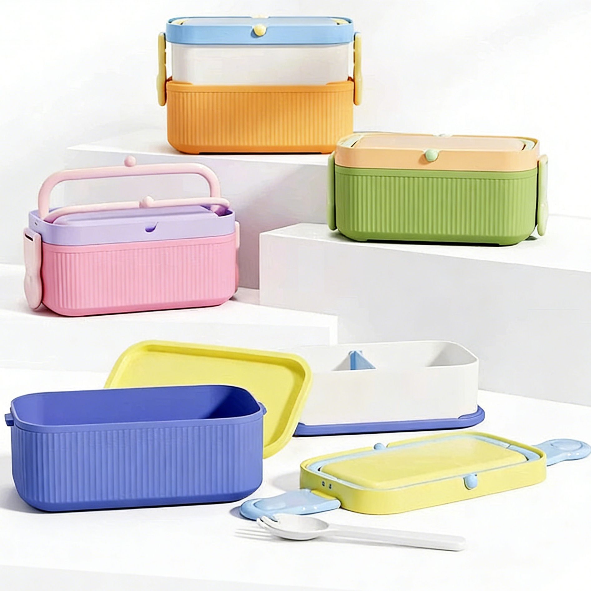Outdoor Large Capacity Double-Layer Rectangular Lunch Box Office Worker Bento Box Microwave Safe Freshness Box Lunch Box