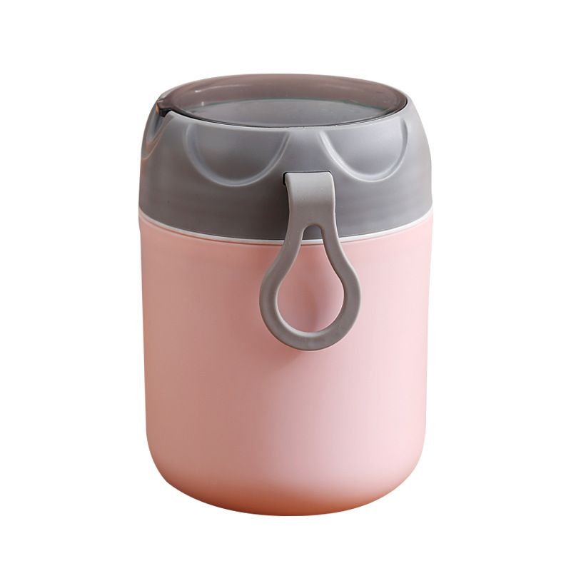 304 Stainless Steel Soup Cup Student Cereal Milk Cup with Lid Spoon Office Worker Portable Outdoor Breakfast Cup Porridge Jar