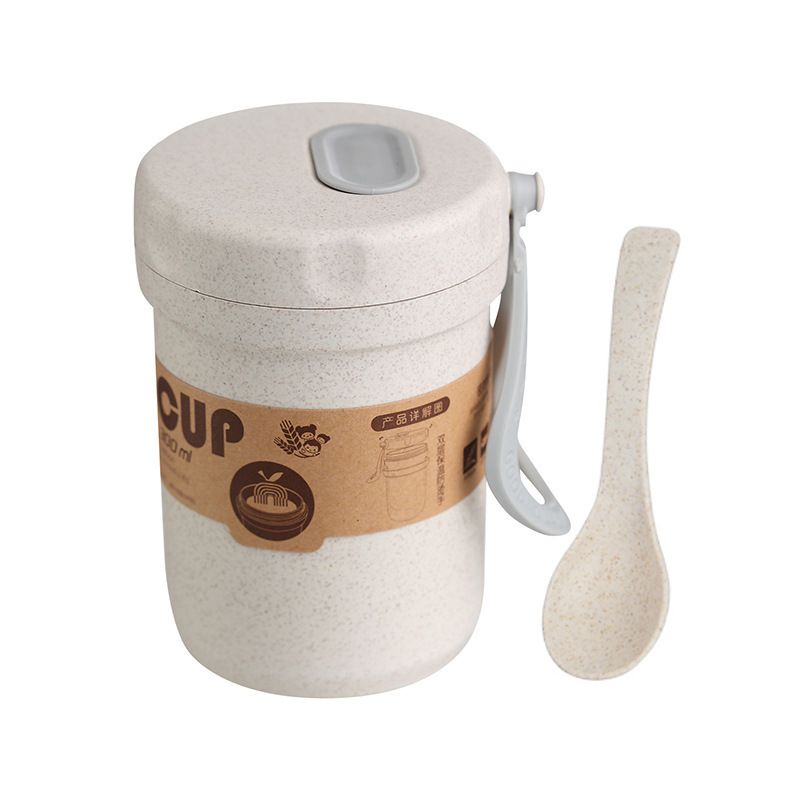 Creative Wheat Straw Soup Cup Portable Sealed Bento Lunch Box Microwave Safe