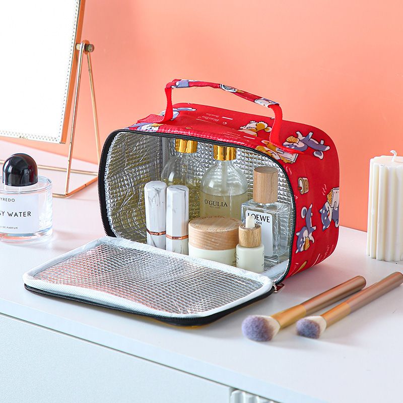 Cartoon Assemble Building Blocks Pixel Lunch Box Lunch Box Travel Portable Cartoon Makeup Storage Bag Picnic