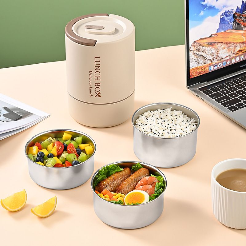 Fiambrera Bento de Acero Inoxidable 304 al por Mayor, para Niños y Estudiantes, Minimalista