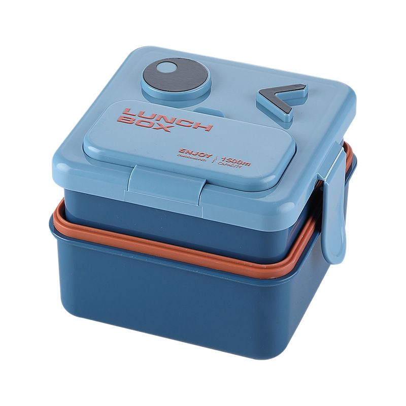 Creative Double-Layer Kids Lunch Box Storage Food Container Student Square Microwave Safe Lunch Bento Box with Lid