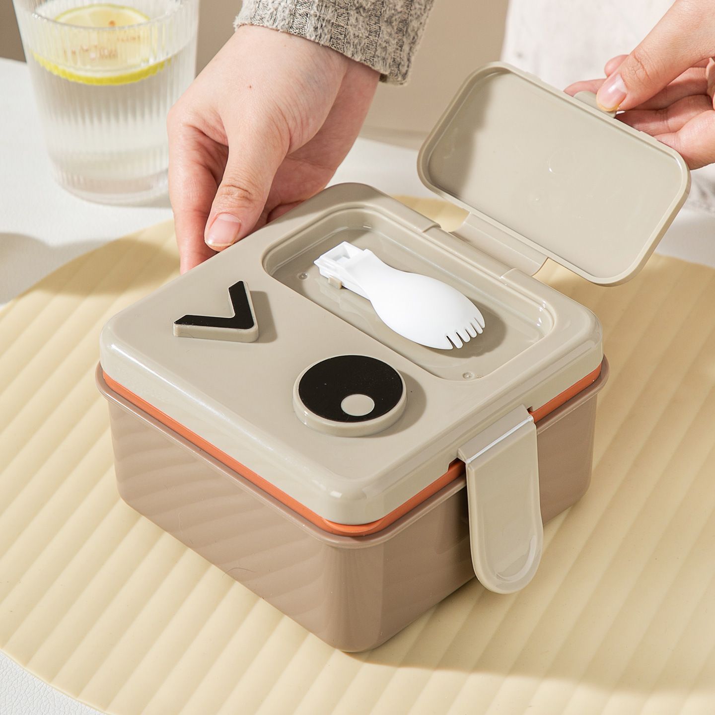 Fiambrera Bento al por mayor de PP+TPE+Silicona, Fiambrera estilo Bento de 2 capas