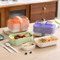 INS Trending Foldable Compressed Double-Layer Student Lunch Box Office Worker Lunch Bento Box Microwave Safe Heating Tableware