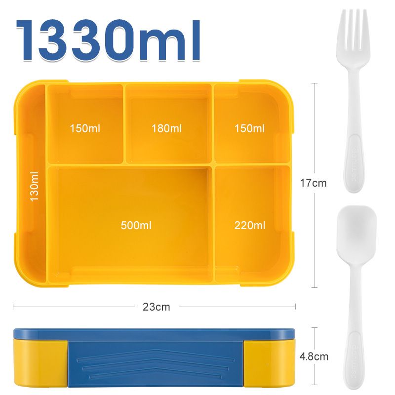 Minimalist Kids Student Compartment Lunch Box with Cutlery Sauce Box Office Worker Cafeteria Takeout Lunch Bento Box with Lid