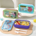 Cartoon Rectangular 304 Stainless Steel Compartment Lunch Box Student Dorm Takeout Lunch Bento Box with Lid Spoon