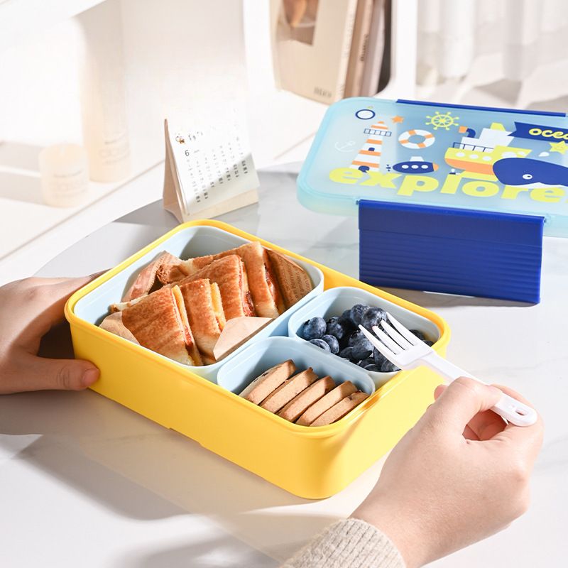 Fiambrera Bento de Plástico al por Mayor, con Diseño de Dibujos Animados para Marcas de Preparación de Comidas