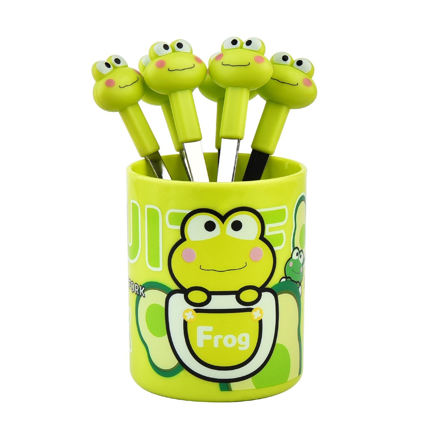 Cartoon Cute and Fun Rabbit Frog Kids Stainless Steel Fruit Fork Restaurant Dessert Cake 6-Piece Set Set Gift