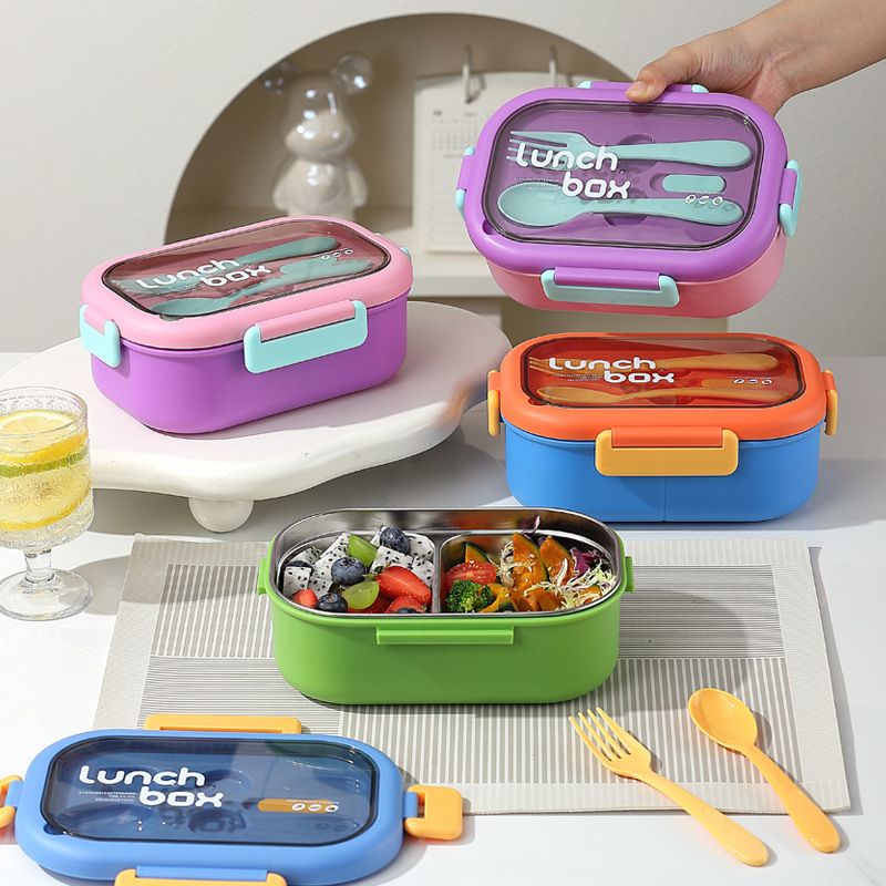 Fiambrera Bento de Acero Inoxidable 304 al por mayor, Contenedor de Alimentos Apilable