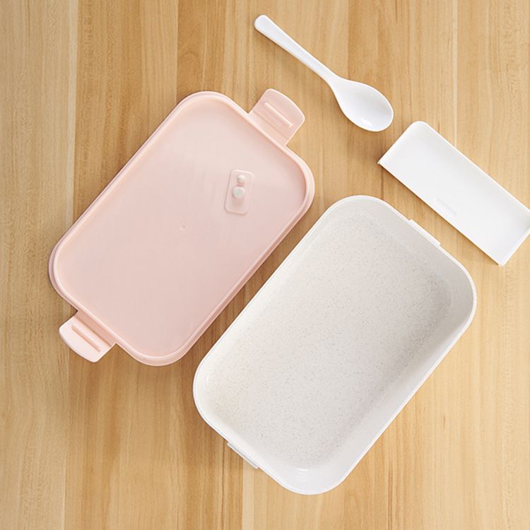 Minimalist Student Wheat Plastic Lunch Box Microwave Safe Office Worker Lunch Bento Box Portable Food Container