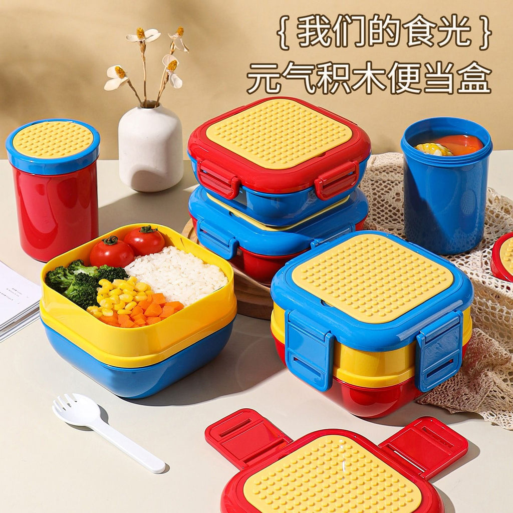 Lonchera de plástico Bento al por mayor, con diseño de dibujos animados para la escuela y la oficina