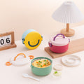 Minimalist Student 304 Stainless Steel Double-Layer Round Bucket Lunch Box Kids Portable Portable Lunch Bento Box