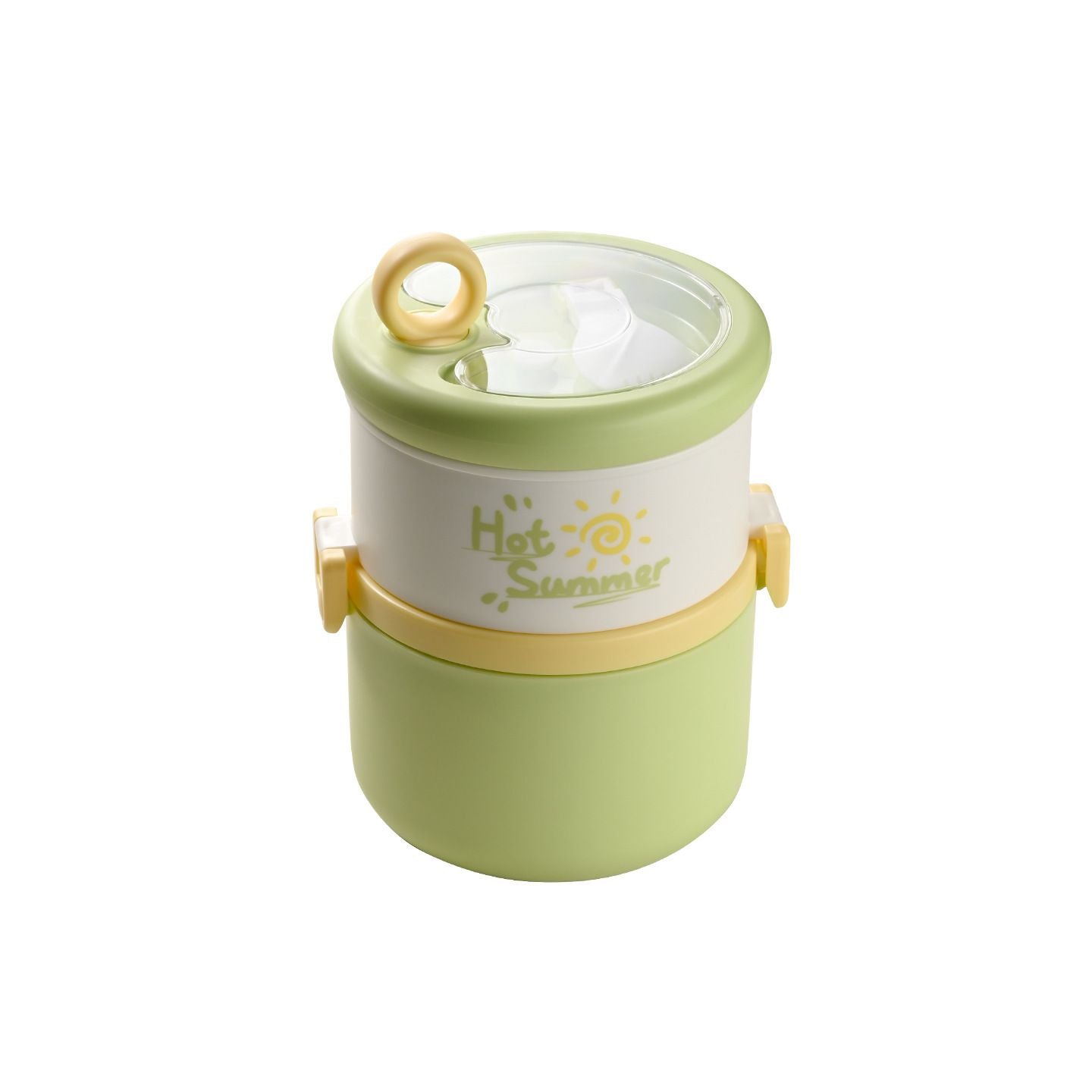 Student Fresh 304 Stainless Steel Double-Layer Round Bucket Lunch Box Office Worker Lunch Bento Box Food Container
