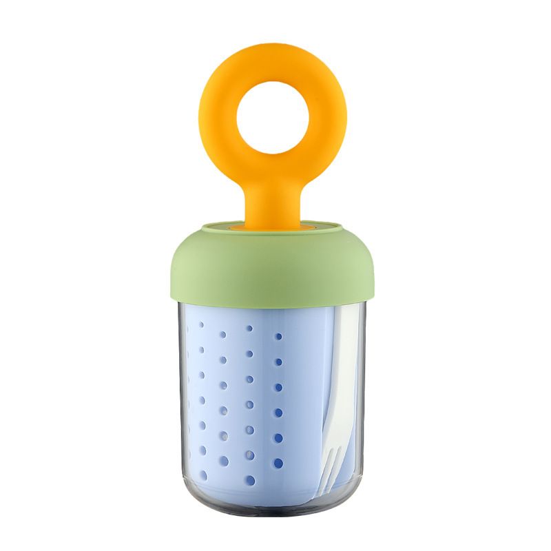 Stylish Student Oatmeal Cup Yogurt Cup Outdoor Picnic Camping Double-Layer Fruit Cup Fork Draining