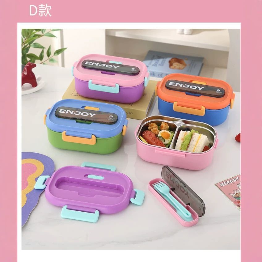 Office Worker Minimalist Compartment Lunch Box PP Bento Box Student 304 Stainless Steel Lunch Box with Cutlery