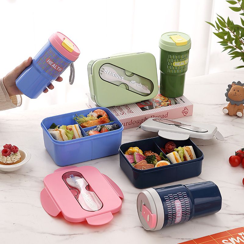 Fiambrera Bento de Plástico al por Mayor, Recipiente Hermético para Almuerzo