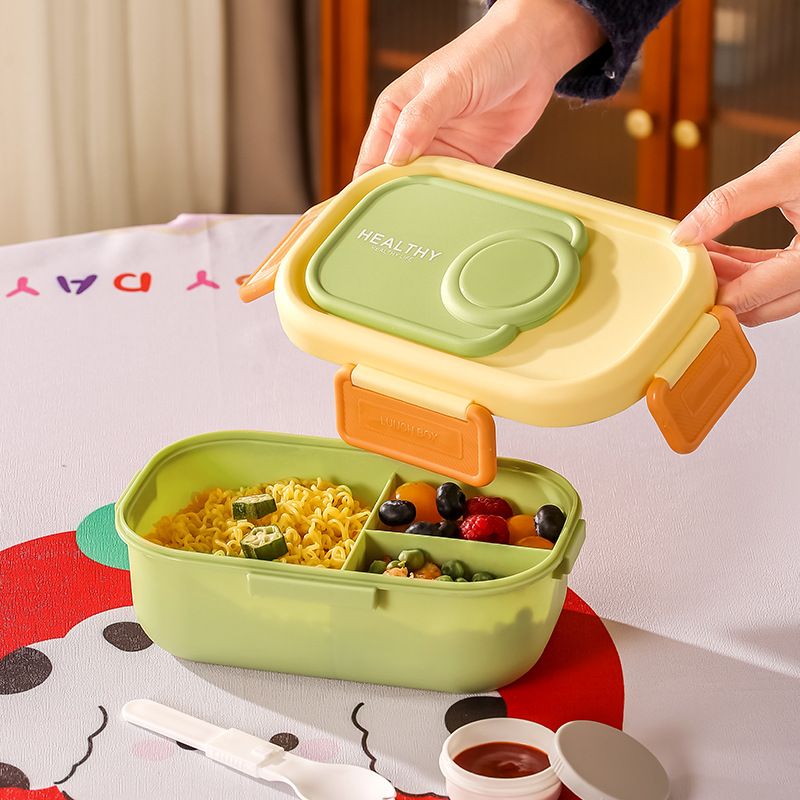 Minimalist Student Compartment PP Lunch Box Office Worker Fresh Lunch Bento Box with Cutlery 304 Stainless Steel Food Container