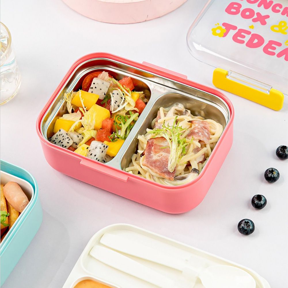 Creative Japanese Style 304 Stainless Steel Student Compartment Lunch Box with Cutlery Kids Kindergarten Spring Outing Picnic Bento Box