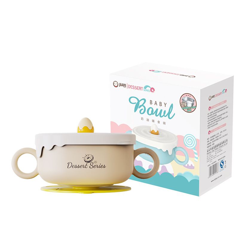 Cute and Fun Kids Baby Baby Food Bowl 316 Stainless Steel Infant Double-Layer Study Eating Bowl with Handle Feeding Tableware