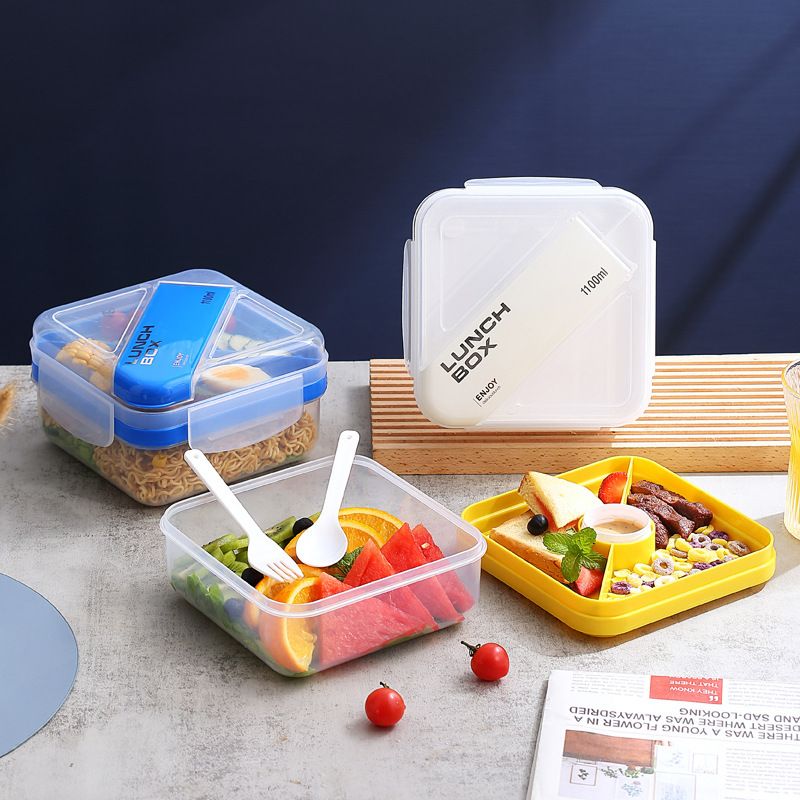 Japanese Style Student Compartment Lunch Box Microwave Safe Heating Portable Lunch Bento Box Sauce Box Food Container
