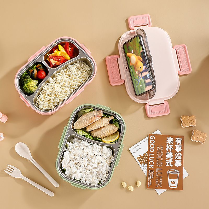 Fiambrera Bento de Acero Inoxidable 304 al por Mayor, Recipiente Apilable para Alimentos, Minimalista