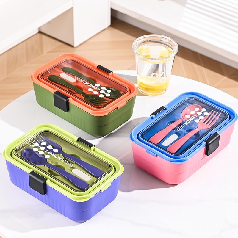 Student Minimalist Compartment Rectangular Plastic PP Lunch Box Snack Food Container Office Worker Lunch Bento Box