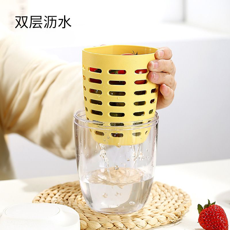 INS Salad Cup Picnic Fruit Cup Double-Layer Draining Office Worker Portable Breakfast Cup Student Soup Cup Milk Cup