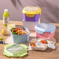 Student Fresh Square Buckle Double-Layer Lunch Box Office Worker Takeout PP Food Container Lunch Bento Box with Lid Spoon and Fork