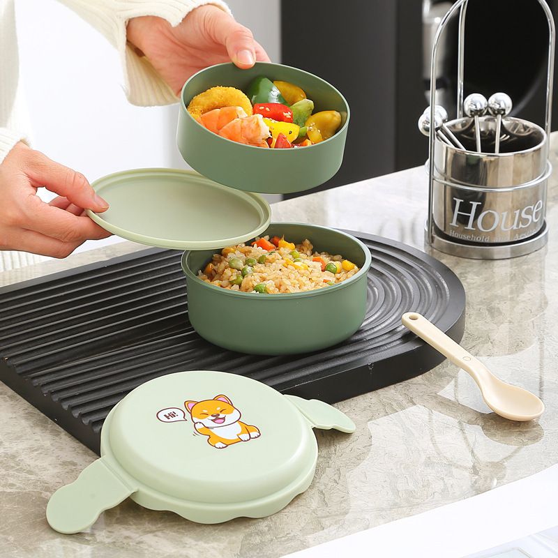 Cartoon Kids Double-Layer Buckle Lunch Box Student Microwave Safe Light Lunch Bento Box Camping Small Food Container