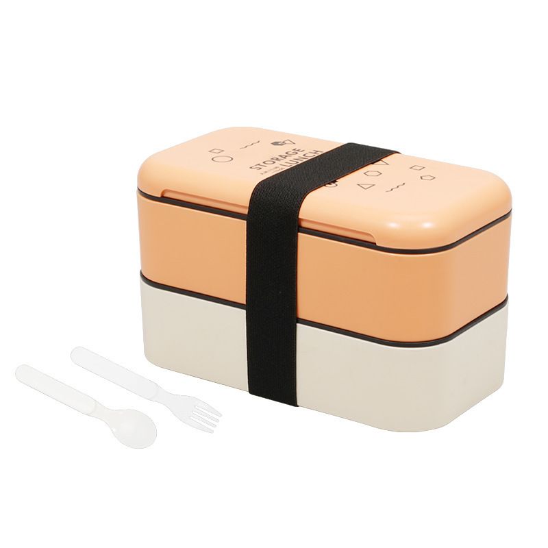 Student Japanese Style Double-Layer Lunch Box Office Worker Cafeteria Microwave Safe Heating Lunch Bento Box Portable Travel Food Container