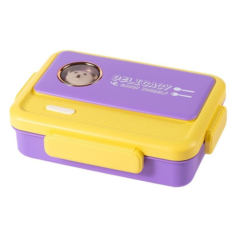 Cartoon Student 304 Stainless Steel Compartment Lunch Box Office Worker Buckle Bento Box with Spoon and Fork Kids Food Container