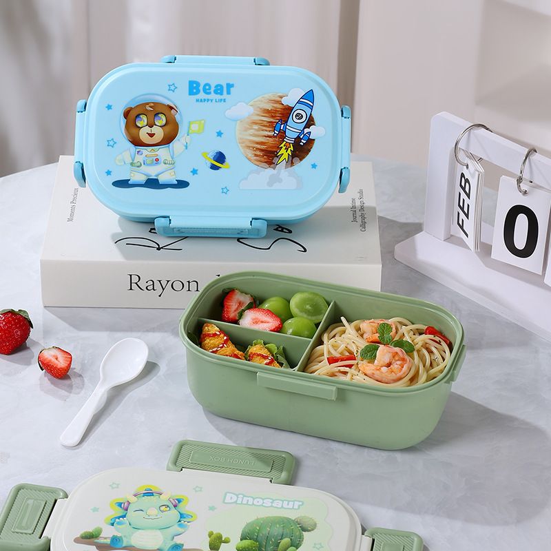 Fiambrera de plástico Bento al por mayor, recipiente de comida apilable