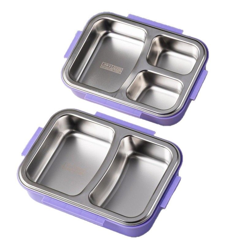 Office Worker 304 Stainless Steel Compartment Lunch Box Student Cafeteria Takeout Lunch Box Buckle Bento Box Large Capacity