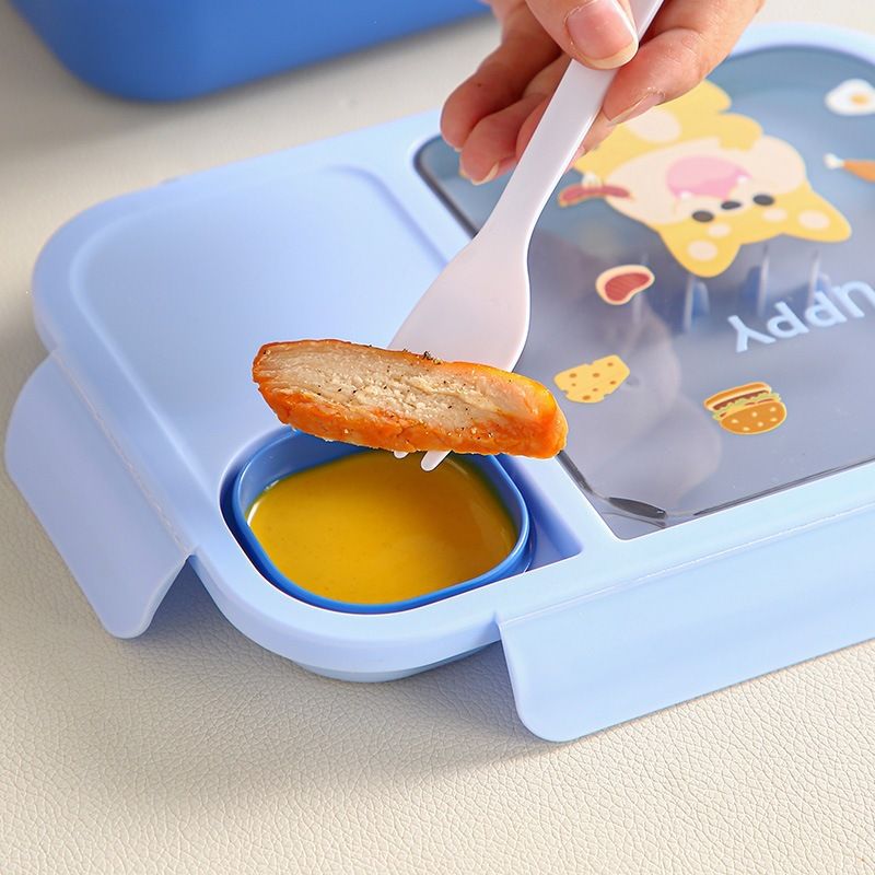 Cartoon Cute Student Lunch Box Compartment Large Capacity Sauce Box Tableware Meal Prep Lunch Box Microwave Safe