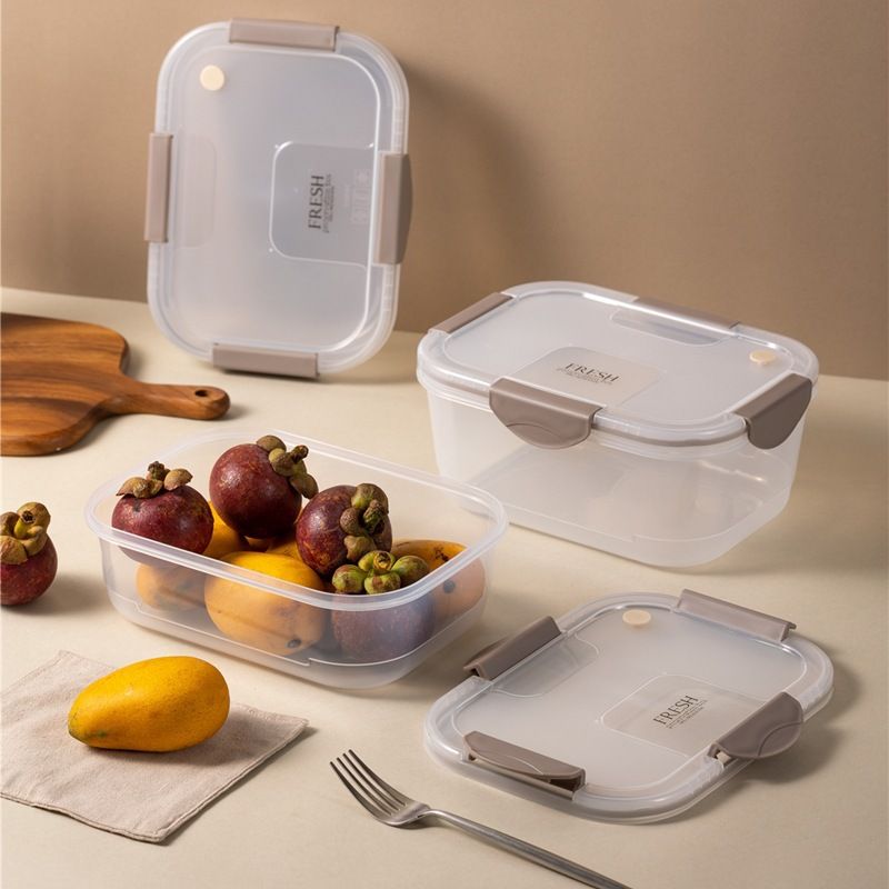 Kitchen Fridge Refrigerated Freshness Box Set Household Plastic Transparent Storage Box Microwave Safe