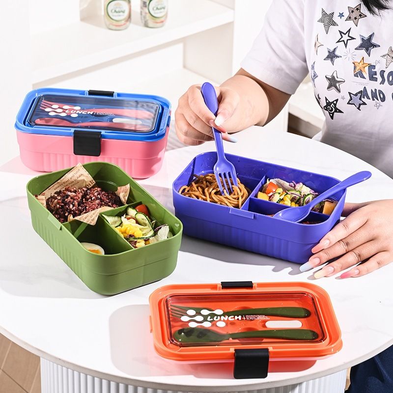 Student Minimalist Compartment Rectangular Plastic PP Lunch Box Snack Food Container Office Worker Lunch Bento Box