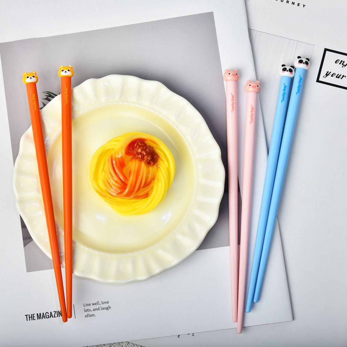 Creative Household Cartoon Student Plastic Chopsticks Frog Little Bear Little Pig Kids Eating Chopsticks Gift