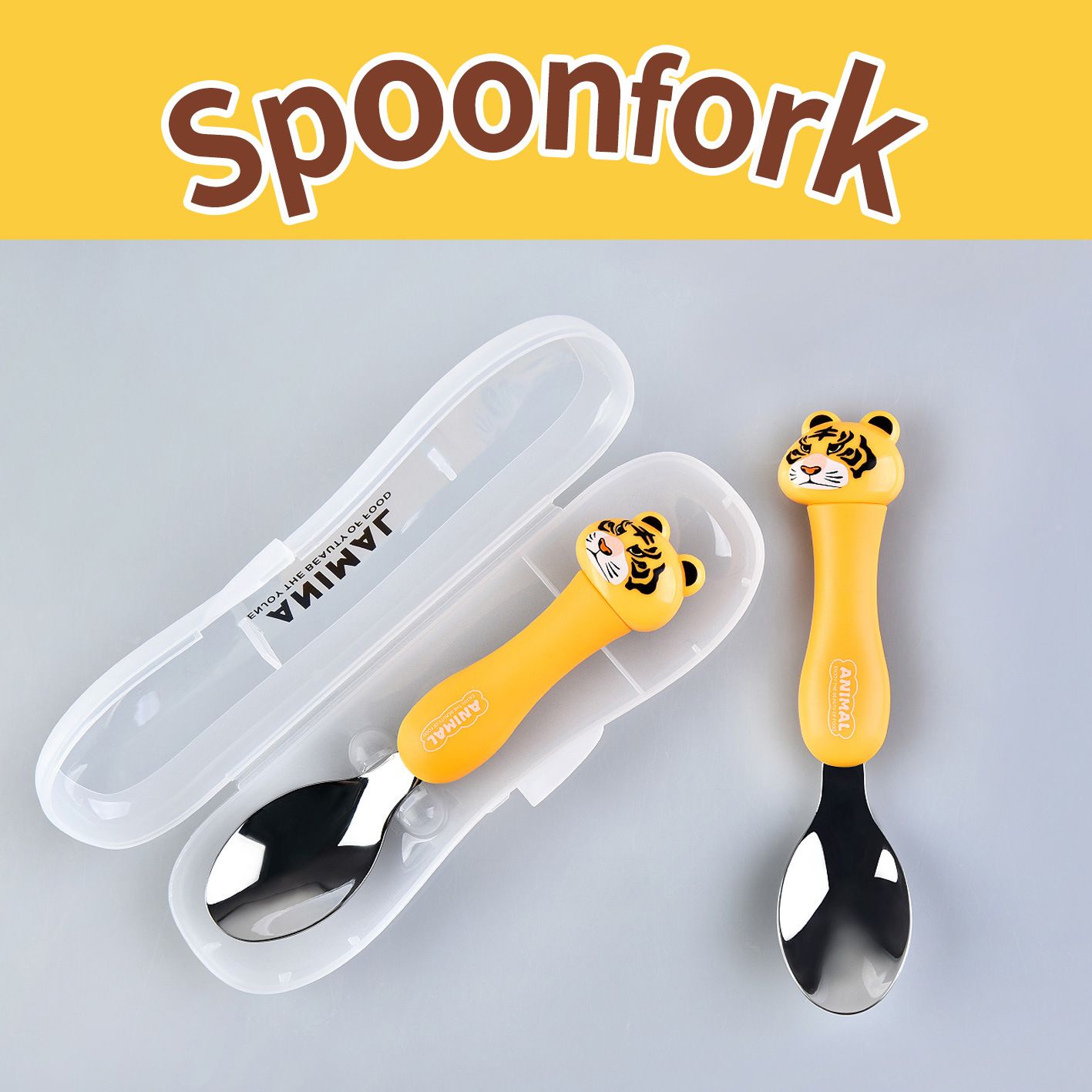 Creative Cartoon 304 Stainless Steel Kids Tableware Baby Eating Feeding Spoon Travel Portable Single Pack