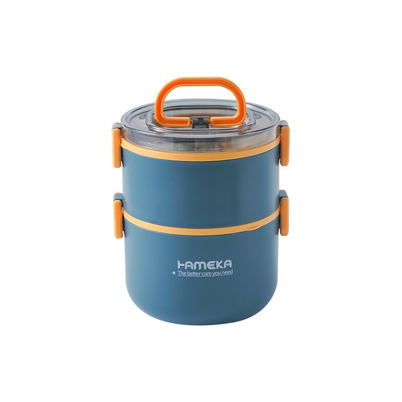 Office Worker 304 Stainless Steel Large Capacity Round Portable Lunch Box Multi-Layer Lunch Box Bucket Bento Box