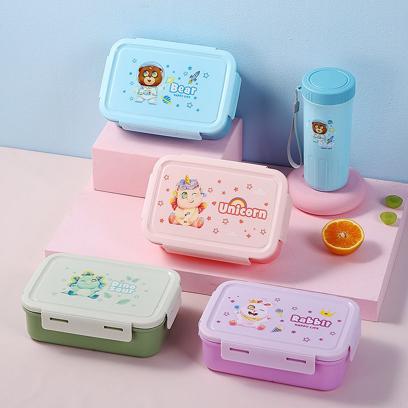 Student Microwave Safe PP Compartment Lunch Box Kids Cartoon Portable Light Food Container with Lid Bento Box