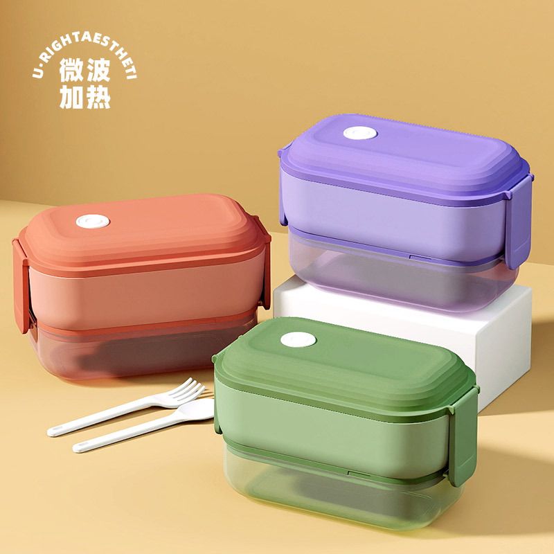 Fiambrera Bento de PP+PS al por mayor, fiambrera Bento de 2 capas apta para microondas