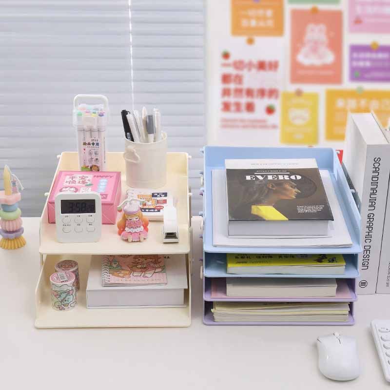 Student Dorm INS Style A4 Storage Box Stackable Office Desktop Document Organizer