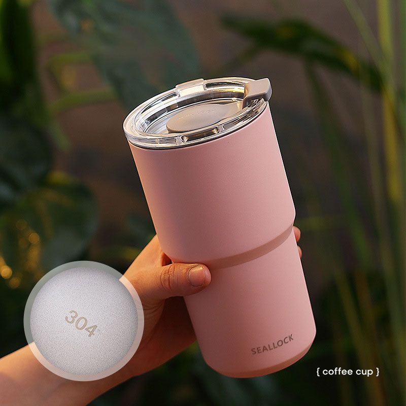 Minimalist Office Worker 304 Stainless Steel Office Double-Layer Mug Student Milk Tea Cup Milk Cup with Lid
