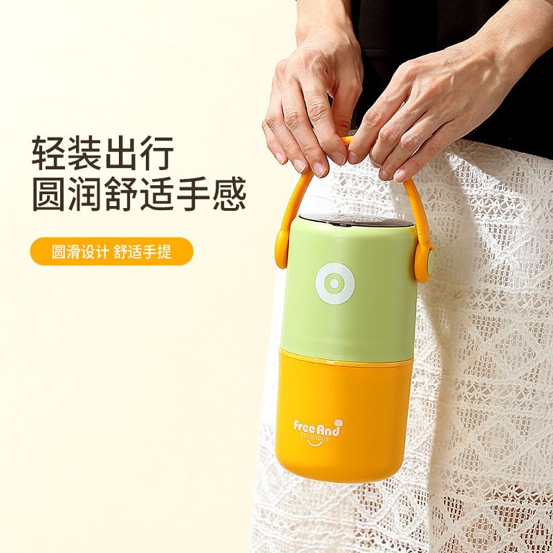Creative Student 304 Stainless Steel Bento Box Lunch Box with Handle Office Worker Double-Layer Food Container Round Bucket Porridge Jar
